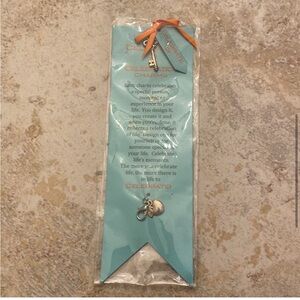 Celebrate Life VTG Bracelet Charm NWT Apple Key Bookmark Silver Blue Silk Bow OS